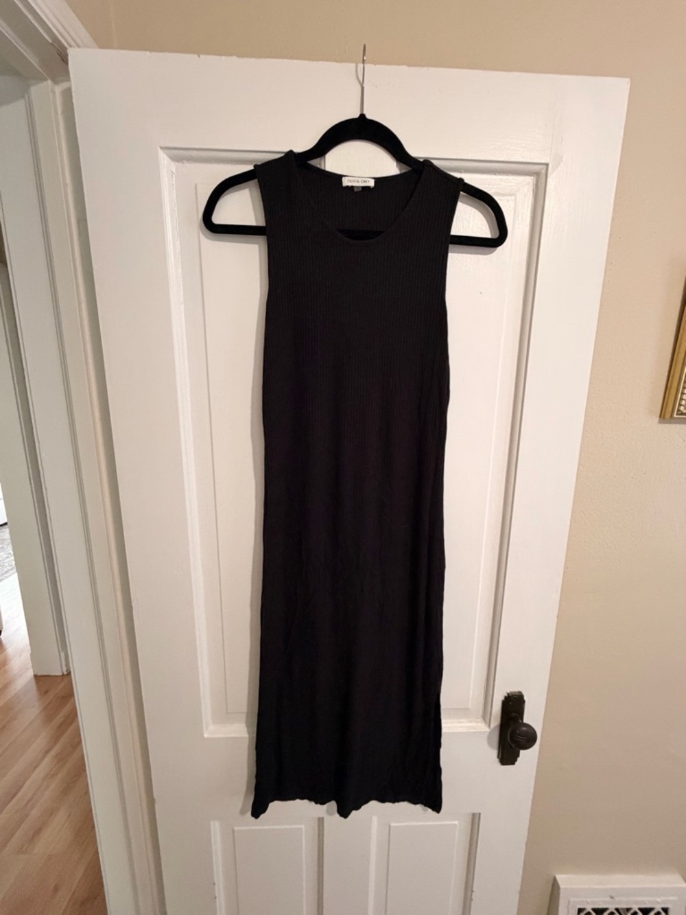 Black Ribbed Midi Tank Dress - Unbranded